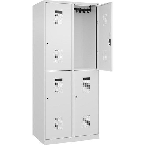 4068192032601 - Doppelstock-Spind Evolo PLUS 2 Abteile verkehrsweiß B 800 mm mit Bodengleitern Zylinderschloss