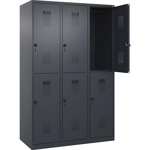 4067521944301 - Doppelstock-Spind Evolo PLUS 3 Abteile grau B 1200 mm mit Bodengleitern Drehriegel