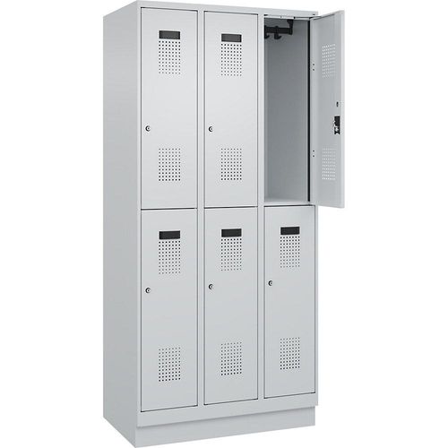 4067521997260 - Doppelstock-Spind Evolo PLUS 3 Abteile lichtgrau B 900 mm mit Bodensockel Zylinderschloss