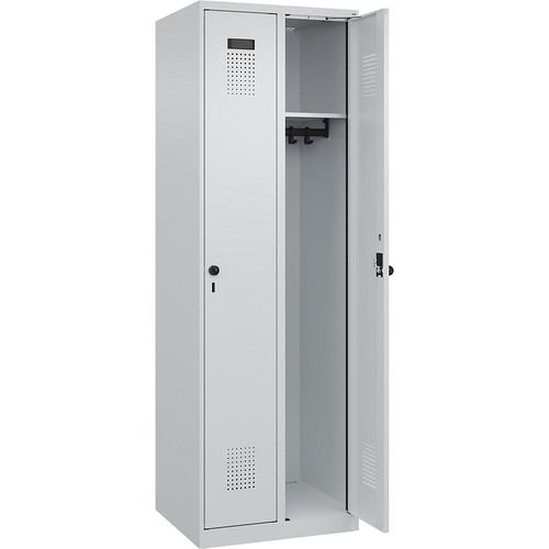 4067521939857 - Kleiderspind Evolo Plus 2 Abteile Anschlag rechts Drehriegelverschluss B 600 x T 500 x H 1850 mm lichtgrau lichtgrau 4067521939857 - Kleiderspind Evolo Plus 2 Abteile Anschlag rechts Drehriegelverschluss B 600 x T 500 x H 1850 mm lichtgrau lichtgrau
