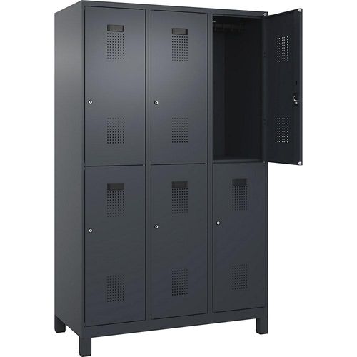 4067521996751 - Doppelstock-Spind Evolo PLUS 3 Abteile grau B 1200 mm mit breiten Füßen Zylinderschloss