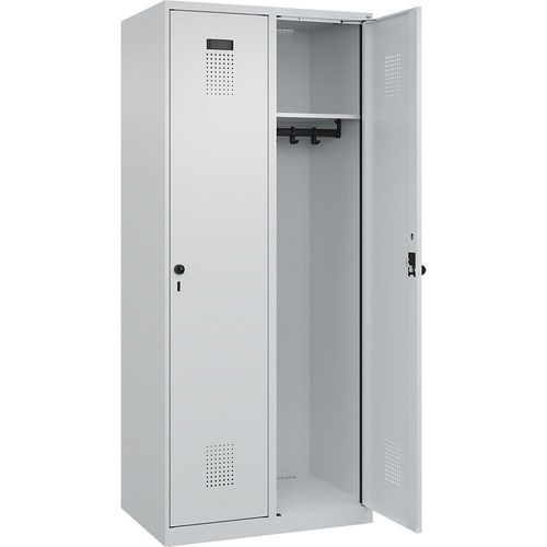 4067521939888 - Kleiderspind Evolo Plus 2 Abteile Anschlag rechts Sicherheits-Drehriegel B 800 x T 500 x H 1850 mm lichtgrau lichtgrau