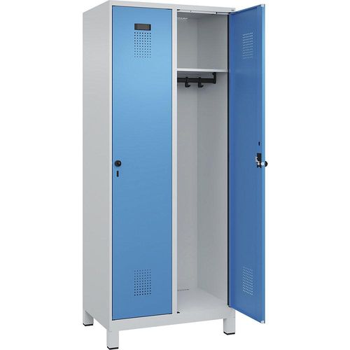 4067521933121 - Kleiderspind Evolo Plus 2 Abteile 400 mm Abteilbreite mit Füßen Anschlag rechts B 800 x T 500 x H 1950 mm Drehriegel lichtgrau lichtblau 4067521933121 - Kleiderspind Evolo Plus 2 Abteile 400 mm Abteilbreite mit Füßen Anschlag rechts B 800 x T 500 x H 1950 mm Drehriegel lichtgrau lichtblau