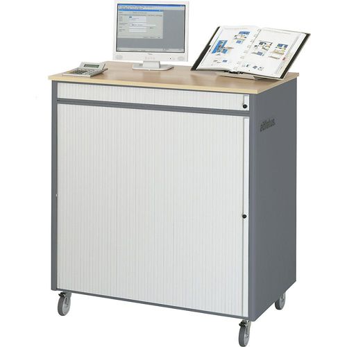 4040376046765 - Computer-Arbeitsplatz HxBxT 1100 x 1030 x 660 mm fahrbar anthrazit-metallic   enzianblau RAU