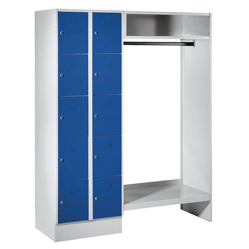 4250618217338 - Schließfachgarderoben-System 10 Fächer links 10 Kleiderbügel Gesamtbreite 1470 mm Fachbreite 298 mm enzianblau