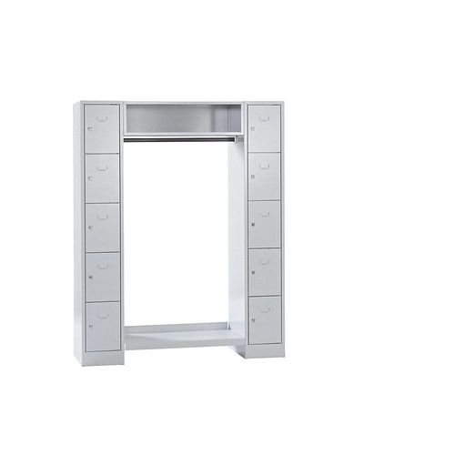 4250618217277 - Schließfachgarderoben-System 10 Fächer außen 10 Kleiderbügel Gesamtbreite 1470 mm Fachbreite 298 mm lichtgrau
