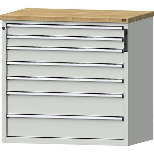 4014641817480 - Schubladenschrank NFC-Schloss 7 Schubladen HxBxT 1020 x 1065 x 685 mm grau