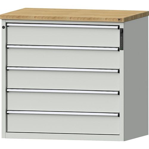 4014641817381 - Schubladenschrank elektronisches PIN-Schloss 5 x 180 mm Schubladen HxBxT 1020 x 1060 x 685 mm grau 4014641817381 - Schubladenschrank elektronisches PIN-Schloss 5 x 180 mm Schubladen HxBxT 1020 x 1060 x 685 mm grau