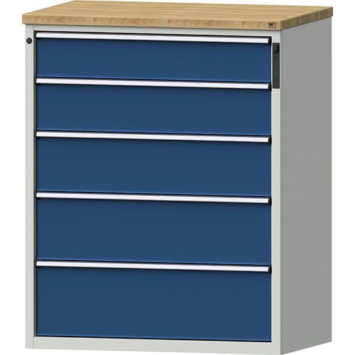 4014641805821 - Schubladenschrank NFC-Schloss 5 Schubladen HxBxT 1320 x 1065 x 685 mm blau 4014641805821 - Schubladenschrank NFC-Schloss 5 Schubladen HxBxT 1320 x 1065 x 685 mm blau