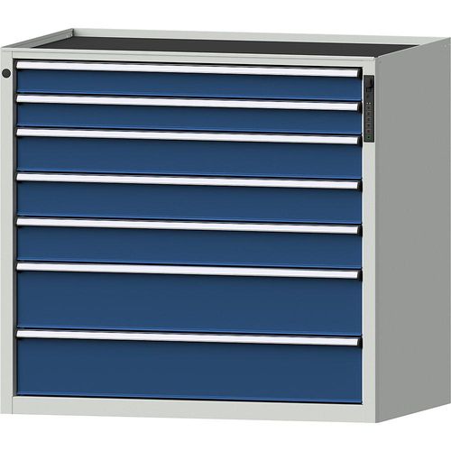 4014641800222 - Schubladenschrank elektronisches PIN-Schloss 7 Schubladen HxBxT 980 x 1060 x 675 mm blau