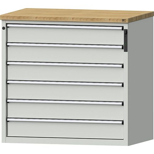 4014641817442 - Schubladenschrank NFC-Schloss 6 x 150 mm Schubladen HxBxT 1020 x 1065 x 685 mm grau 4014641817442 - Schubladenschrank NFC-Schloss 6 x 150 mm Schubladen HxBxT 1020 x 1065 x 685 mm grau