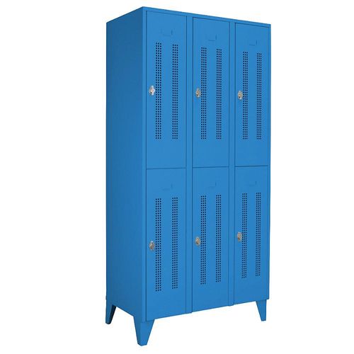 4250618239507 - Stahlspind mit Stollenfüßen Abteile halbhoch Lochblechtüren Abteilbreite 300 mm 6 Fächer lichtblau 4250618239507 - Stahlspind mit Stollenfüßen Abteile halbhoch Lochblechtüren Abteilbreite 300 mm 6 Fächer lichtblau