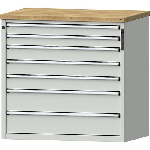 4014641817466 - Schubladenschrank elektronisches PIN-Schloss 7 Schubladen HxBxT 1020 x 1060 x 685 mm grau 4014641817466 - Schubladenschrank elektronisches PIN-Schloss 7 Schubladen HxBxT 1020 x 1060 x 685 mm grau