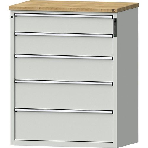 4014641817503 - Schubladenschrank elektronisches PIN-Schloss 5 Schubladen HxBxT 1320 x 1060 x 685 mm grau 4014641817503 - Schubladenschrank elektronisches PIN-Schloss 5 Schubladen HxBxT 1320 x 1060 x 685 mm grau
