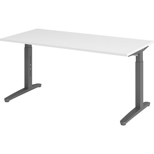 4032062172513 - eurokraft pro ANNY - Schreibtisch mit C-Fußgestell höhenverstellbar 650 - 850 mm Breite 1600 mm weiß   graphit