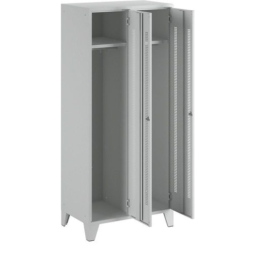 4250618219721 - Stahlspind mit Stollenfüßen Abteile schrankhoch Lochblechtüren Abteilbreite 400 mm 2 Abteile lichtgrau 4250618219721 - Stahlspind mit Stollenfüßen Abteile schrankhoch Lochblechtüren Abteilbreite 400 mm 2 Abteile lichtgrau