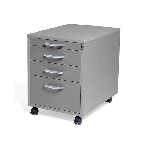 5905745100907 - Rollcontainer Miami 4 Schubladen HxBxT 550 x 420 x 600 mm lichtgrau kaiserkraft