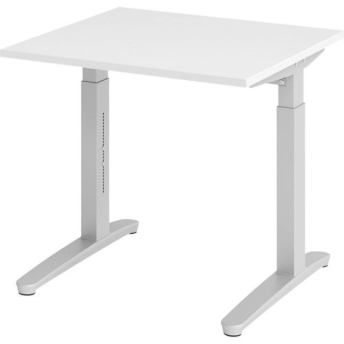 4032062169070 - eurokraft pro ANNY - Schreibtisch mit C-Fußgestell höhenverstellbar 650 - 850 mm Breite 800 mm weiß   alusilber