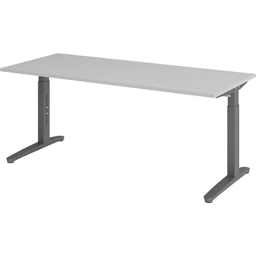 4032062172575 - eurokraft pro ANNY - Schreibtisch mit C-Fußgestell höhenverstellbar 650 - 850 mm Breite 1800 mm lichtgrau   graphit