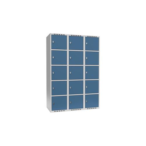 7042424834864 - 5er-Schließfachschrank Fydor 3 Abteile lichtgrau brillantblau B 1200 mm 3 Abteile flache Dachform Vorhängeschloss kaiserkraft 7042424834864 - 5er-Schließfachschrank Fydor 3 Abteile lichtgrau brillantblau B 1200 mm 3 Abteile flache Dachform Vorhängeschloss kaiserkraft