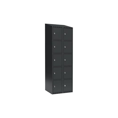 7042424830934 - 5er-Schließfachschrank Fydor 2 Abteile grau B 600 mm 2 Abteile schräge Dachform Vorhängeschloss kaiserkraft