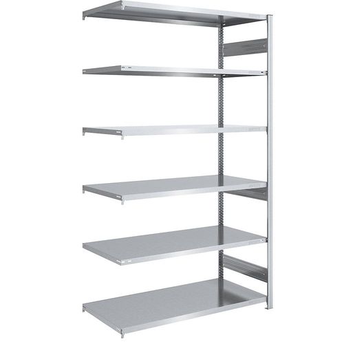 4250623789554 - Schwerlast-Steckregal verzinkt beidseitig Regalhöhe 2500 mm 6 Böden Anbauregal BxT 1300 x 800 mm hofe