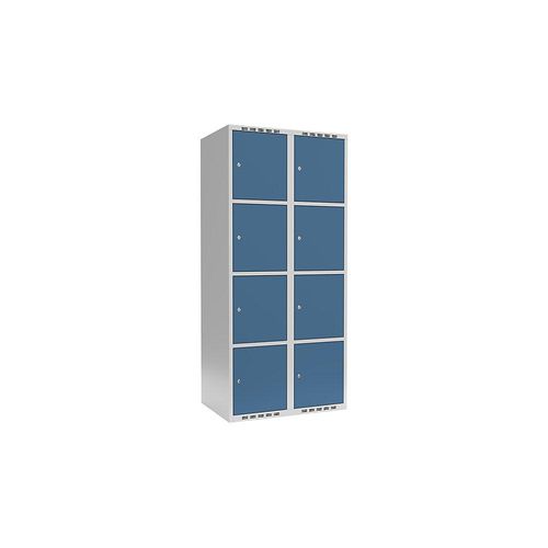 7042423392792 - 4er-Schließfachschrank Fydor 2 Abteile lichtgrau brillantblau B 800 mm 2 Abteile flache Dachform Zylinderschloss kaiserkraft 7042423392792 - 4er-Schließfachschrank Fydor 2 Abteile lichtgrau brillantblau B 800 mm 2 Abteile flache Dachform Zylinderschloss kaiserkraft