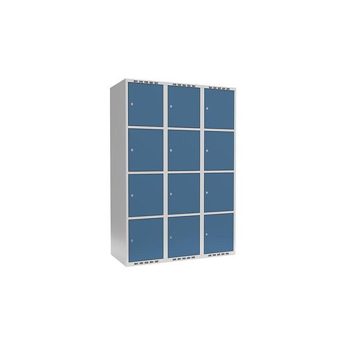 7042424120387 - 4er-Schließfachschrank Fydor 3 Abteile lichtgrau brillantblau B 1200 mm 3 Abteile flache Dachform Zylinderschloss kaiserkraft 7042424120387 - 4er-Schließfachschrank Fydor 3 Abteile lichtgrau brillantblau B 1200 mm 3 Abteile flache Dachform Zylinderschloss kaiserkraft