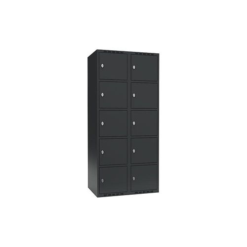 7042424833089 - 5er-Schließfachschrank Fydor 2 Abteile grau B 800 mm 2 Abteile flache Dachform Vorhängeschloss kaiserkraft