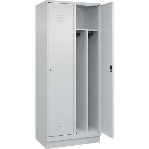 4066681654532 - Schwarz-Weiß-Spind Classic PLUS schmal 2 Abteile Trennwand verkürzt lichtgrau B 800 mm mit Bodensockel Zylinderschloss Trennwand mittig C+P 4066681654532 - Schwarz-Weiß-Spind Classic PLUS schmal 2 Abteile Trennwand verkürzt lichtgrau B 800 mm mit Bodensockel Zylinderschloss Trennwand mittig C+P