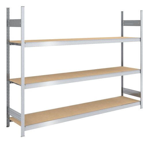 4250623703697 - Großfach-Steckregal mit Spanplatten Höhe 2000 mm Breite 2500 (2 x 1250) mm Feldlast 1200 kg Tiefe 600 mm Grundregal hofe