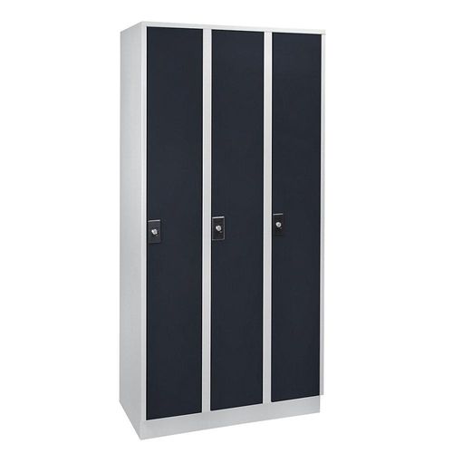 4250618243894 - Garderobenschrank 3 Abteile à 300 mm Breite lichtgrau   anthrazitgrau