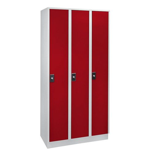 4250618243856 - Garderobenschrank 3 Abteile à 300 mm Breite lichtgrau feuerrot 4250618243856 - Garderobenschrank 3 Abteile à 300 mm Breite lichtgrau feuerrot