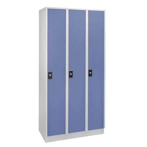 4250618248141 - Garderobenschrank 3 Abteile à 300 mm Breite lichtgrau   taubenblau