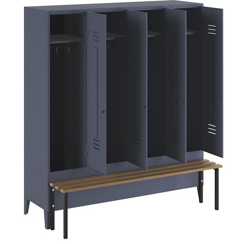 4250618231020 - Kleiderspind mit vorgebauter Bank Vollwand-Türen Abteilbreite 400 mm 4 Abteile blaugrau 4250618231020 - Kleiderspind mit vorgebauter Bank Vollwand-Türen Abteilbreite 400 mm 4 Abteile blaugrau
