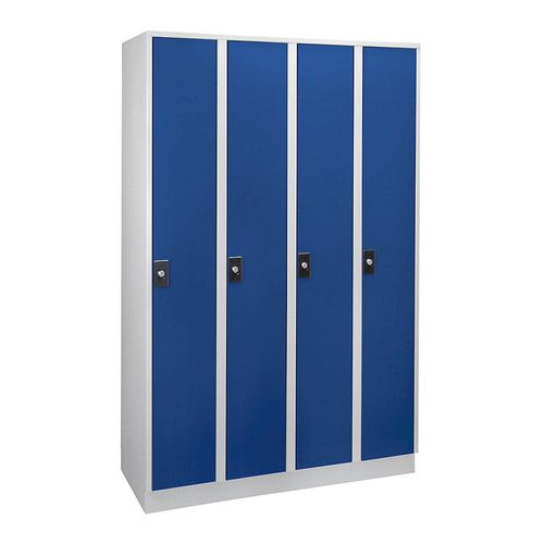 4250618244198 - Garderobenschrank 4 Abteile à 300 mm Breite lichtgrau enzianblau 4250618244198 - Garderobenschrank 4 Abteile à 300 mm Breite lichtgrau enzianblau