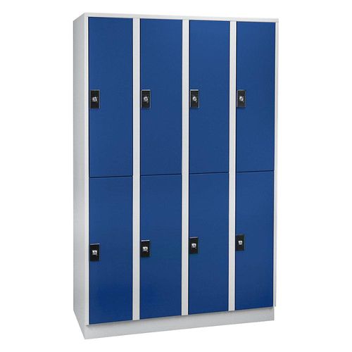 4250618244273 - Garderobenschrank 8 Fächer Breite 1200 mm lichtgrau   enzianblau