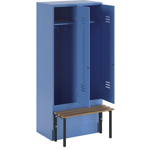 4250618230276 - Kleiderspind mit vorgebauter Bank Vollwand-Türen Abteilbreite 400 mm 2 Abteile lichtblau 4250618230276 - Kleiderspind mit vorgebauter Bank Vollwand-Türen Abteilbreite 400 mm 2 Abteile lichtblau