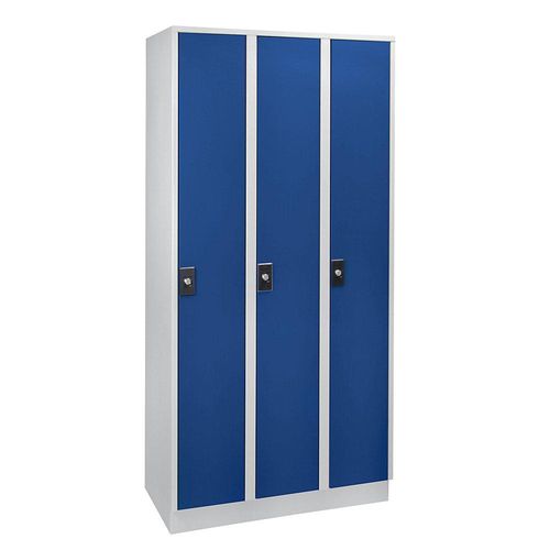 4250618243863 - Garderobenschrank 3 Abteile à 300 mm Breite lichtgrau   enzianblau
