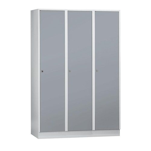 4250618250977 - Spind München 3 Abteile lichtgrau silbergrau B 1200 mm mit Bodensockel Wolf 4250618250977 - Spind München 3 Abteile lichtgrau silbergrau B 1200 mm mit Bodensockel Wolf