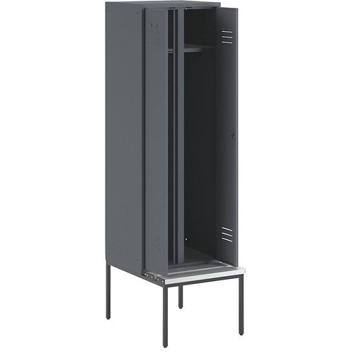 4250618231792 - Schwarz-Weiß-Spind Berlin 2 mit Sitzbank 1 Abteil blaugrau B 600 mm untergebaut Kunststoff Wolf 4250618231792 - Schwarz-Weiß-Spind Berlin 2 mit Sitzbank 1 Abteil blaugrau B 600 mm untergebaut Kunststoff Wolf