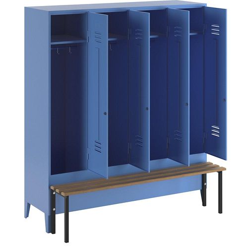 4250618230962 - Kleiderspind mit vorgebauter Bank Vollwand-Türen Abteilbreite 400 mm 4 Abteile lichtblau 4250618230962 - Kleiderspind mit vorgebauter Bank Vollwand-Türen Abteilbreite 400 mm 4 Abteile lichtblau