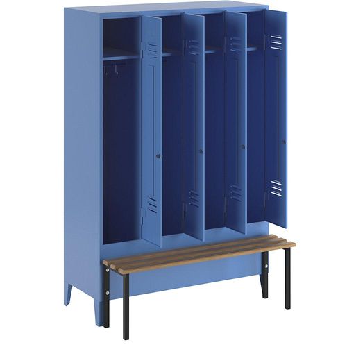 4250618230771 - Kleiderspind mit vorgebauter Bank Vollwand-Türen Abteilbreite 300 mm 4 Abteile lichtblau 4250618230771 - Kleiderspind mit vorgebauter Bank Vollwand-Türen Abteilbreite 300 mm 4 Abteile lichtblau