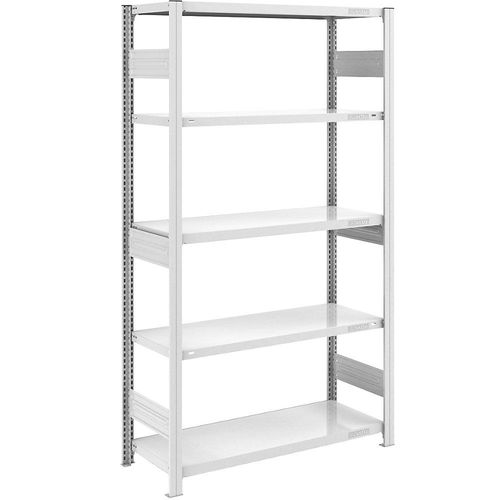 4250623789103 - Schwerlast-Steckregal grau beidseitig Regalhöhe 2000 mm 5 Böden Grundregal BxT 1000 x 500 mm hofe