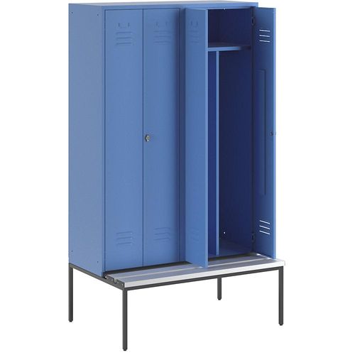 4250618232164 - Schwarz-Weiß-Spind Berlin 2 mit Sitzbank 2 Abteile lichtblau B 1200 mm untergebaut Kunststoff Wolf 4250618232164 - Schwarz-Weiß-Spind Berlin 2 mit Sitzbank 2 Abteile lichtblau B 1200 mm untergebaut Kunststoff Wolf