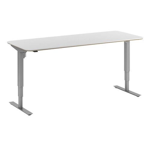 4061753261748 - Schreibtisch Atlanta Trend elektrisch höhenverstellbar gerade abgerundete Ecken BxT 2000 x 800 mm weiß silber kaiserkraft