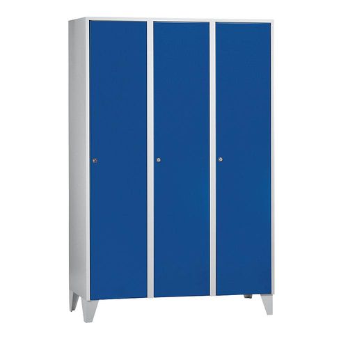 4250618208367 - Garderobenschrank mit Füßen HxBxT 1850 x 1200 x 500 mm 3 Abteile enzianblau