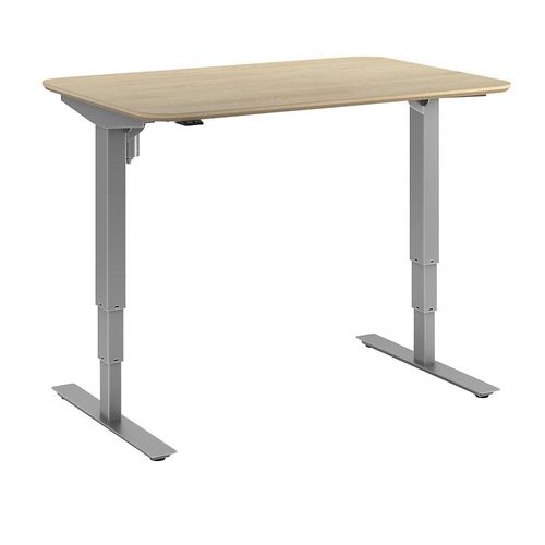 4061753261236 - Schreibtisch Atlanta Trend elektrisch höhenverstellbar gerade abgerundete Ecken BxT 1200 x 800 mm Eiche silber kaiserkraft