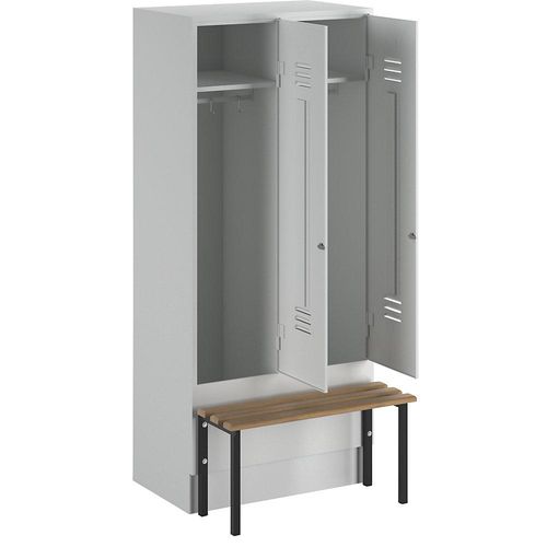 4250618230351 - Kleiderspind mit vorgebauter Bank Vollwand-Türen Abteilbreite 400 mm 2 Abteile lichtgrau 4250618230351 - Kleiderspind mit vorgebauter Bank Vollwand-Türen Abteilbreite 400 mm 2 Abteile lichtgrau