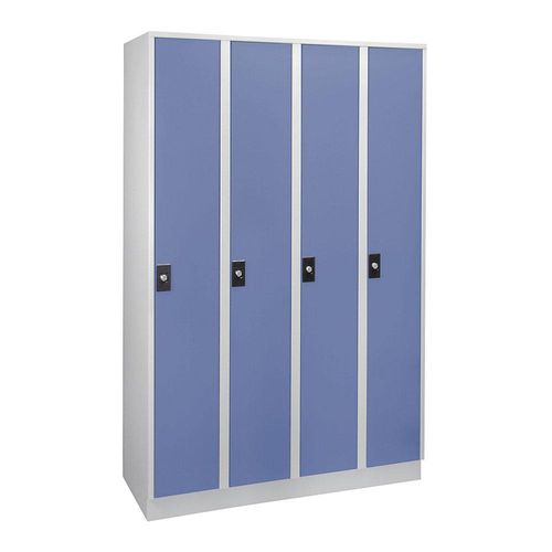 4250618248158 - Garderobenschrank 4 Abteile à 300 mm Breite lichtgrau   taubenblau
